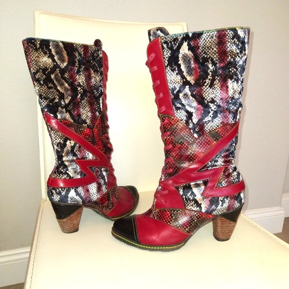 Spring Step L'Artiste - 'Malagie' Leather & Velvet boots - 39/ 8.5 - Picture 1 of 12